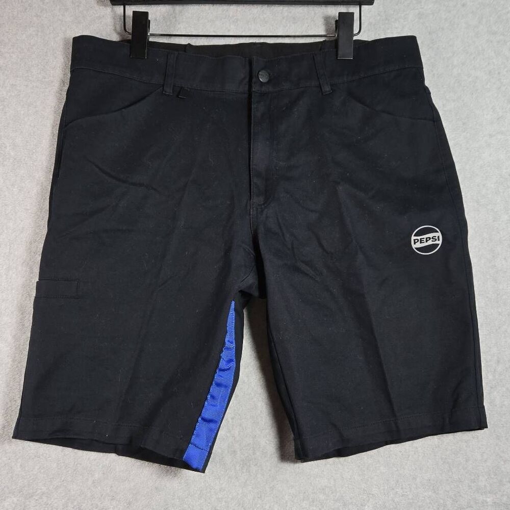 Pepsi Shorts Work 38 Black Blue Pockets Uniform PM-SHORT Cotton Blend 10"